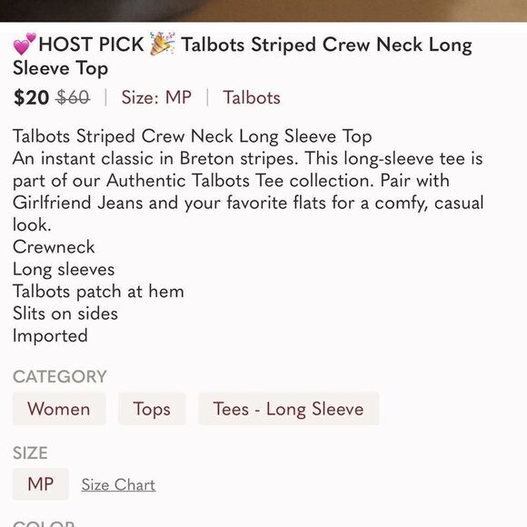 Talbots Striped Crew Neck Long Sleeve Top - Picture 7 of 10